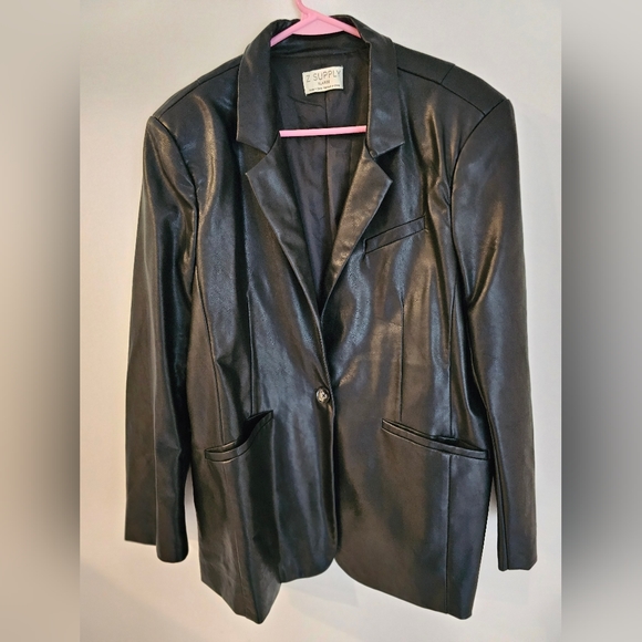 Z SUPPLY • Black Vegan Leather Jacket • Size XL - Picture 1 of 6